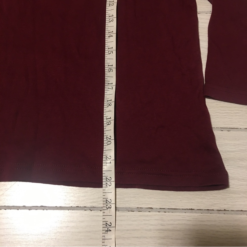 Chaps Womens Petite XL Striped 3/4 Sleeve Shirt V Neck Burgundy - Picture 6 of 6
